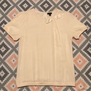 Ann Taylor Cream Blouse with Bow Detail